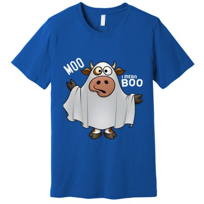 Moo I Mean Boo Ghost Cow Funny Halloween Cow Great Gift Premium T-Shirt