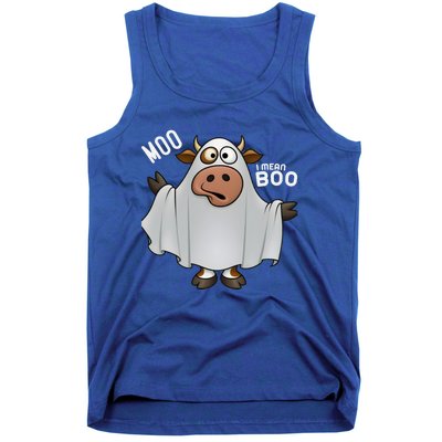 Moo I Mean Boo Ghost Cow Funny Halloween Cow Great Gift Tank Top