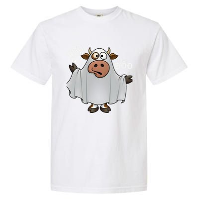 Moo I Mean Boo Ghost Cow Funny Halloween Cow Great Gift Garment-Dyed Heavyweight T-Shirt