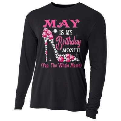 May Is My Birthday Month Shoes Queen Gifts Happy Birthday Cooling Performance Long Sleeve Crew