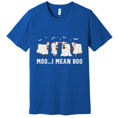Moo I Mean Boo Ghost Cow Trick Or Treat Halloween Matching Great Gift Premium T-Shirt