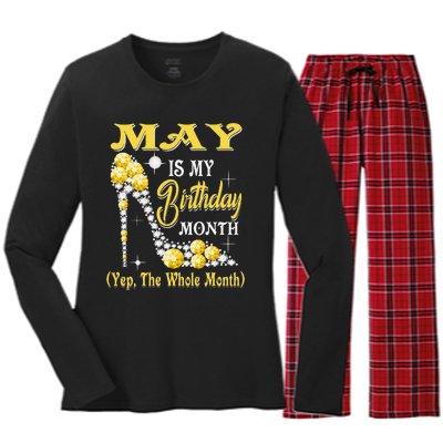 May Is My Birthday Month Yep The Whole Month shoes Gifts Women's Long Sleeve Flannel Pajama Set 