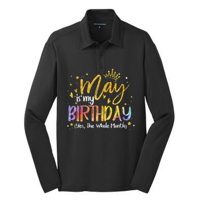 May Is My Birthday The Whole Month May Birthday Silk Touch Performance Long Sleeve Polo