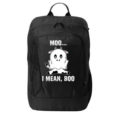 Moo I Mean Boo Funny Ghost Cow Print Halloween Gift City Backpack