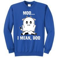 Moo I Mean Boo Funny Ghost Cow Print Halloween Gift Sweatshirt