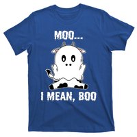 Moo I Mean Boo Funny Ghost Cow Print Halloween Gift T-Shirt