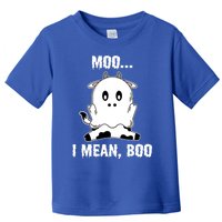 Moo I Mean Boo Funny Ghost Cow Print Halloween Gift Toddler T-Shirt