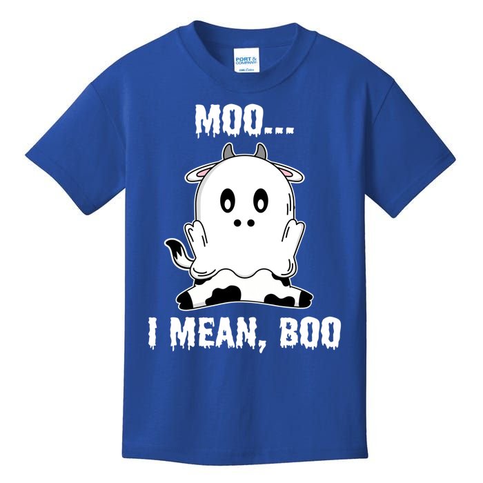 Moo I Mean Boo Funny Ghost Cow Print Halloween Gift Kids T-Shirt