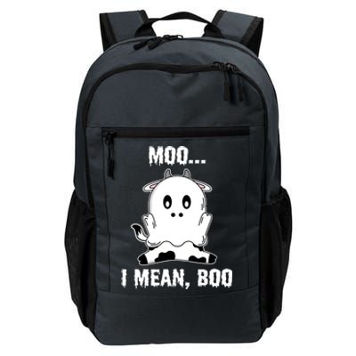 Moo I Mean Boo Funny Ghost Cow Print Halloween Gift Daily Commute Backpack