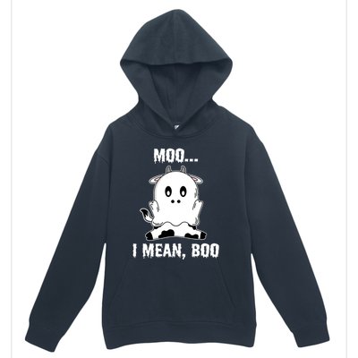 Moo I Mean Boo Funny Ghost Cow Print Halloween Gift Urban Pullover Hoodie