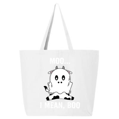 Moo I Mean Boo Funny Ghost Cow Print Halloween Gift 25L Jumbo Tote