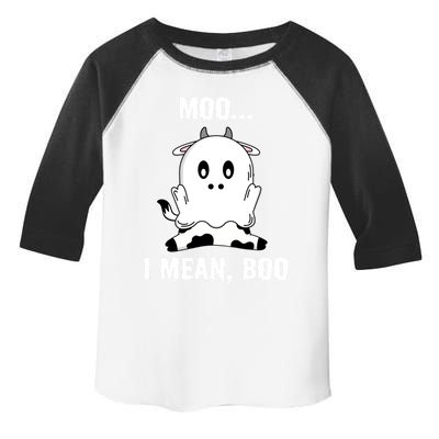 Moo I Mean Boo Funny Ghost Cow Print Halloween Gift Toddler Fine Jersey T-Shirt