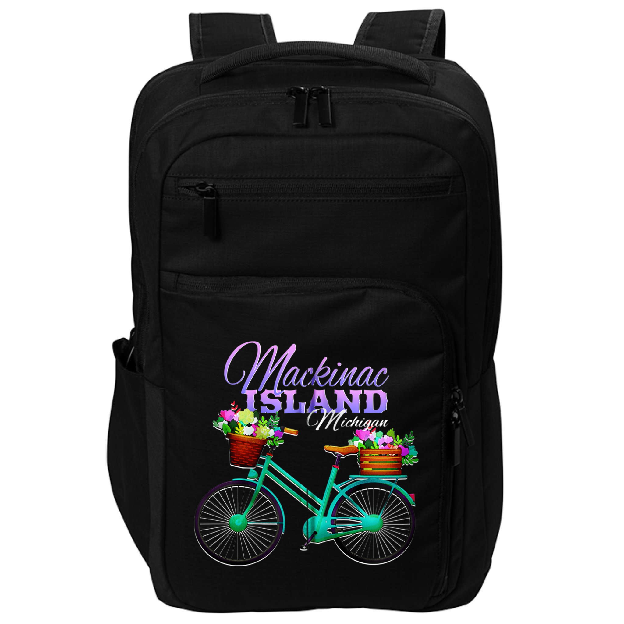 Mackinac Island Michigan Gift Vintage Bike Flowers Zip Hoodie Impact Tech Backpack