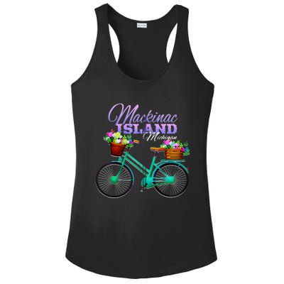 Mackinac Island Michigan Gift Vintage Bike Flowers Zip Hoodie Ladies PosiCharge Competitor Racerback Tank