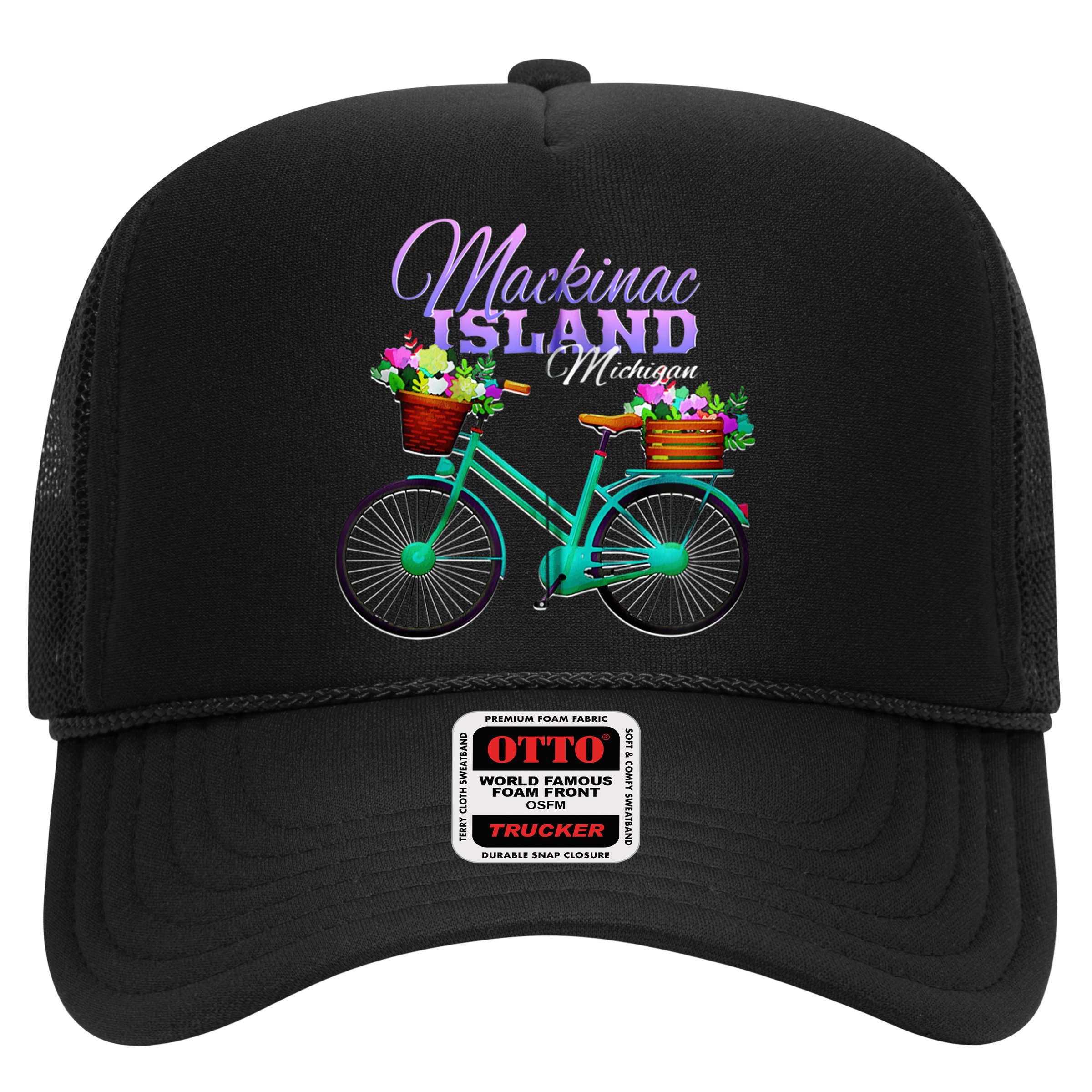 Mackinac Island Michigan Gift Vintage Bike Flowers Zip Hoodie Hat