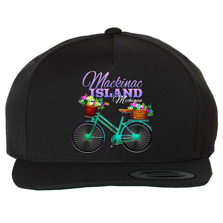 Mackinac Island Michigan Gift Vintage Bike Flowers Zip Hoodie Wool Snapback Cap