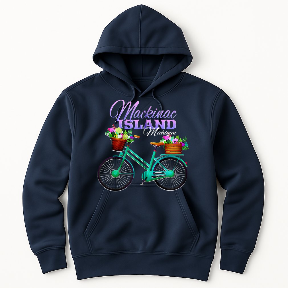 Mackinac Island Michigan Gift Vintage Bike Flowers Zip Hoodie Hoodie