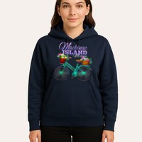 Mackinac Island Michigan Gift Vintage Bike Flowers Zip Hoodie Hoodie