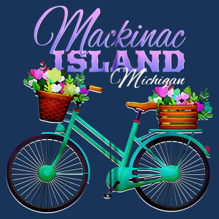 Mackinac Island Michigan Gift Vintage Bike Flowers Zip Hoodie Hoodie