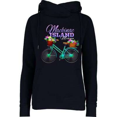 Mackinac Island Michigan Gift Vintage Bike Flowers Zip Hoodie Womens Funnel Neck Pullover Hood