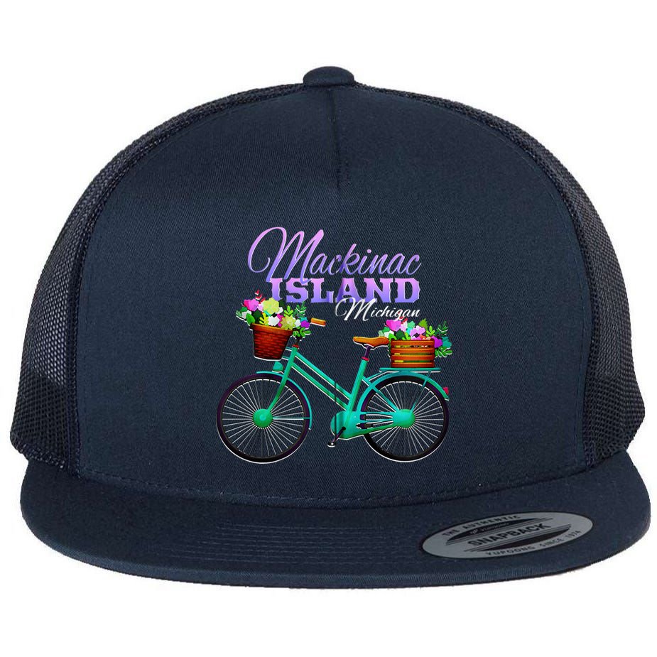 Mackinac Island Michigan Gift Vintage Bike Flowers Zip Hoodie Flat Bill Trucker Hat