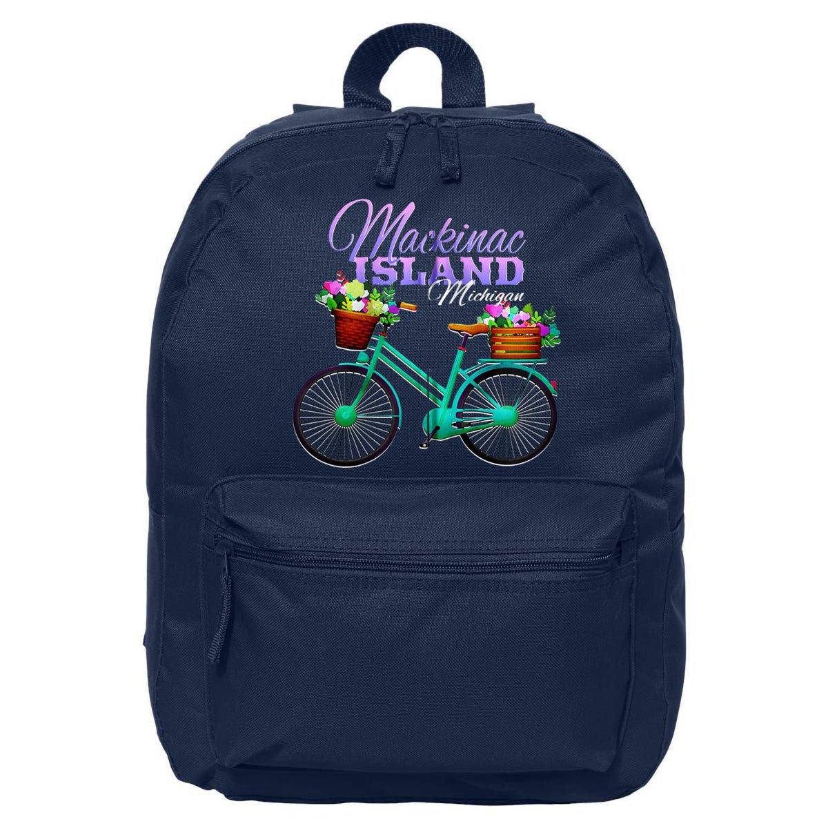 Mackinac Island Michigan Gift Vintage Bike Flowers Zip Hoodie 16 in Basic Backpack