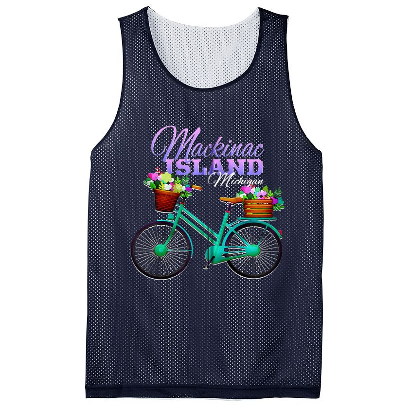 Mackinac Island Michigan Gift Vintage Bike Flowers Zip Hoodie Mesh Reversible Basketball Jersey Tank