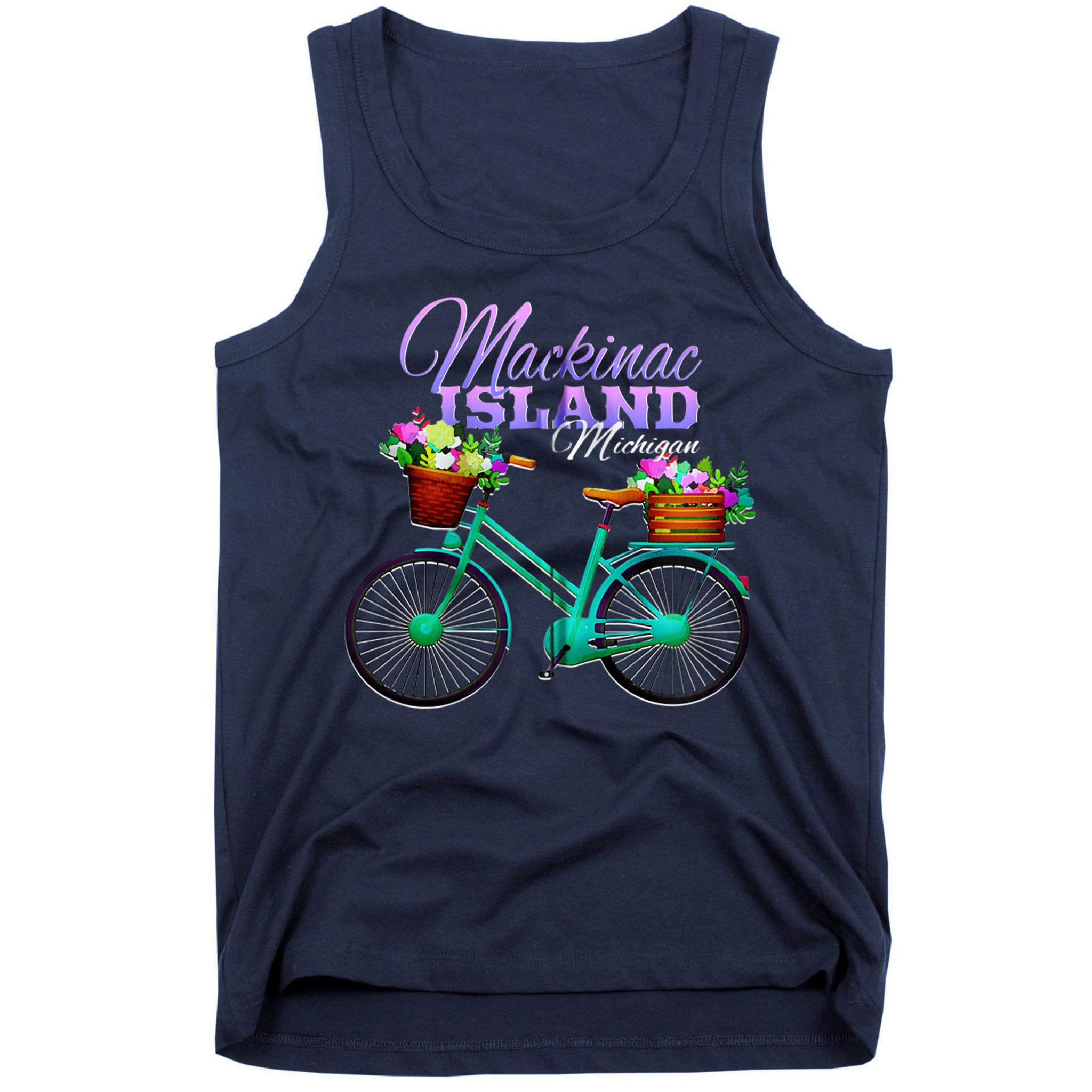 Mackinac Island Michigan Gift Vintage Bike Flowers Zip Hoodie Tank Top