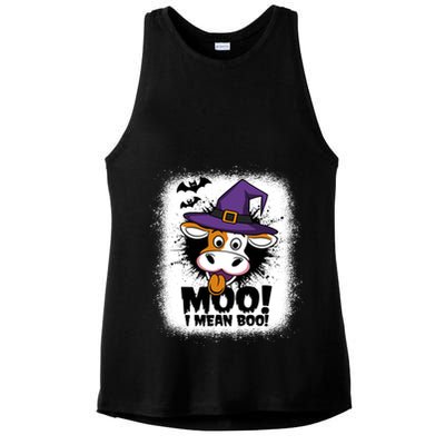 Moo I Mean Boo Funny Ghost Cows Halloween Highland Cow Gift Ladies PosiCharge Tri-Blend Wicking Tank