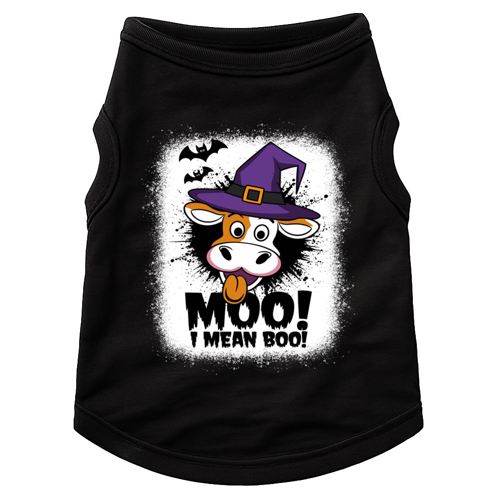 Moo I Mean Boo Funny Ghost Cows Halloween Highland Cow Gift Doggie Tank