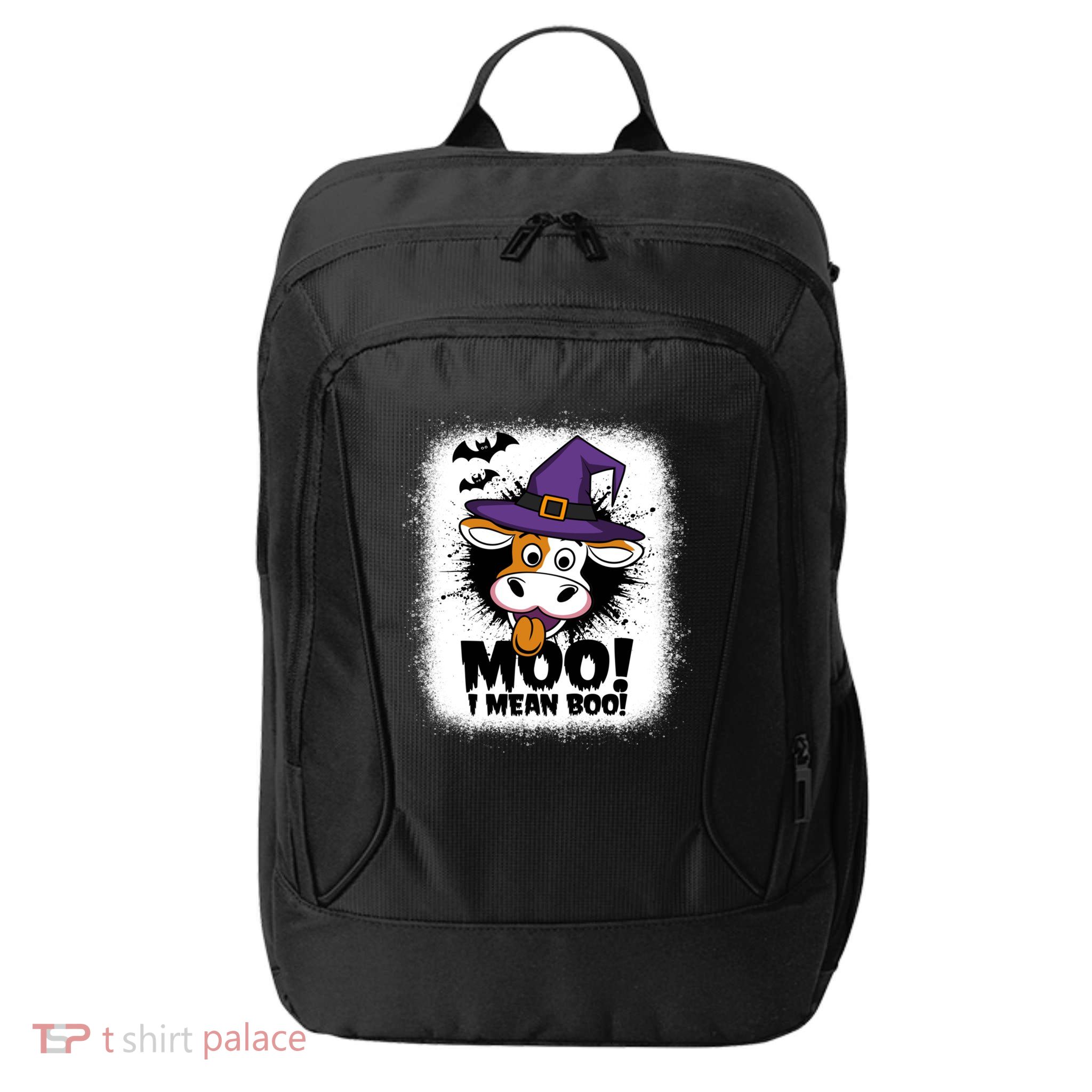 Moo I Mean Boo Funny Ghost Cows Halloween Highland Cow Gift City Backpack