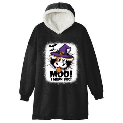 Moo I Mean Boo Funny Ghost Cows Halloween Highland Cow Gift Hooded Wearable Blanket