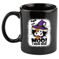 Moo I Mean Boo Funny Ghost Cows Halloween Highland Cow Gift 11oz C Handle Ceramic Mug