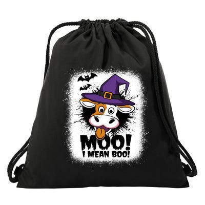 Moo I Mean Boo Funny Ghost Cows Halloween Highland Cow Gift Drawstring Bag