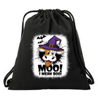 Moo I Mean Boo Funny Ghost Cows Halloween Highland Cow Gift Drawstring Bag