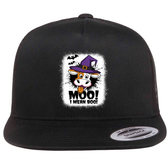 Moo I Mean Boo Funny Ghost Cows Halloween Highland Cow Gift Flatbill Hat