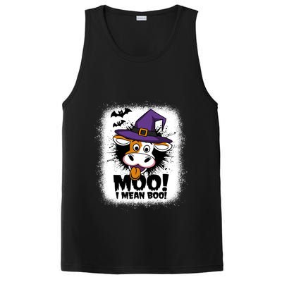 Moo I Mean Boo Funny Ghost Cows Halloween Highland Cow Gift PosiCharge Competitor Tank