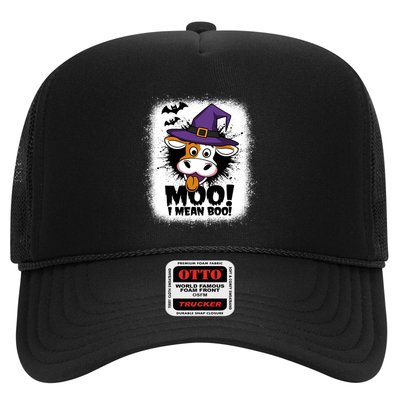 Moo I Mean Boo Funny Ghost Cows Halloween Highland Cow Gift Trucker Hat