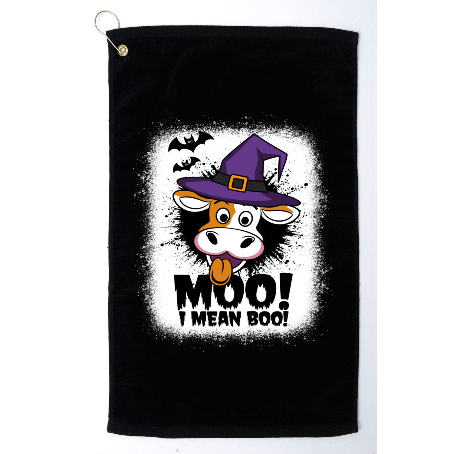 Moo I Mean Boo Funny Ghost Cows Halloween Highland Cow Gift Golf Towel