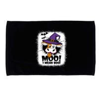 Moo I Mean Boo Funny Ghost Cows Halloween Highland Cow Gift Microfiber Hand Towel