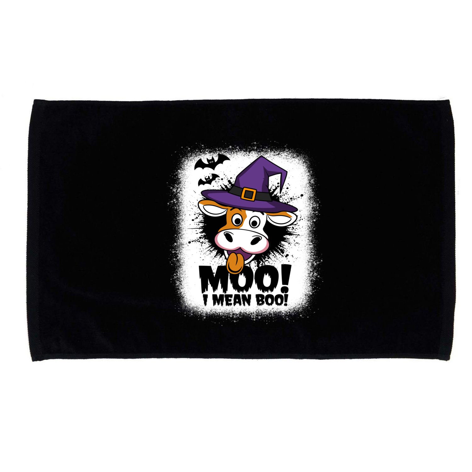 Moo I Mean Boo Funny Ghost Cows Halloween Highland Cow Gift Microfiber Hand Towel