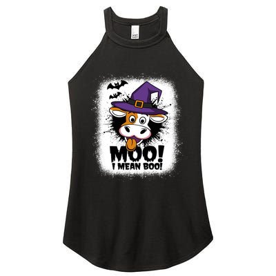Moo I Mean Boo Funny Ghost Cows Halloween Highland Cow Gift Women's Perfect Tri Rocker Tank