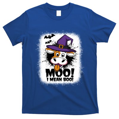Moo I Mean Boo Funny Ghost Cows Halloween Highland Cow Gift T-Shirt