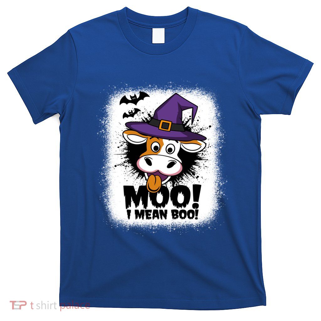 Moo I Mean Boo Funny Ghost Cows Halloween Highland Cow Gift T-Shirt