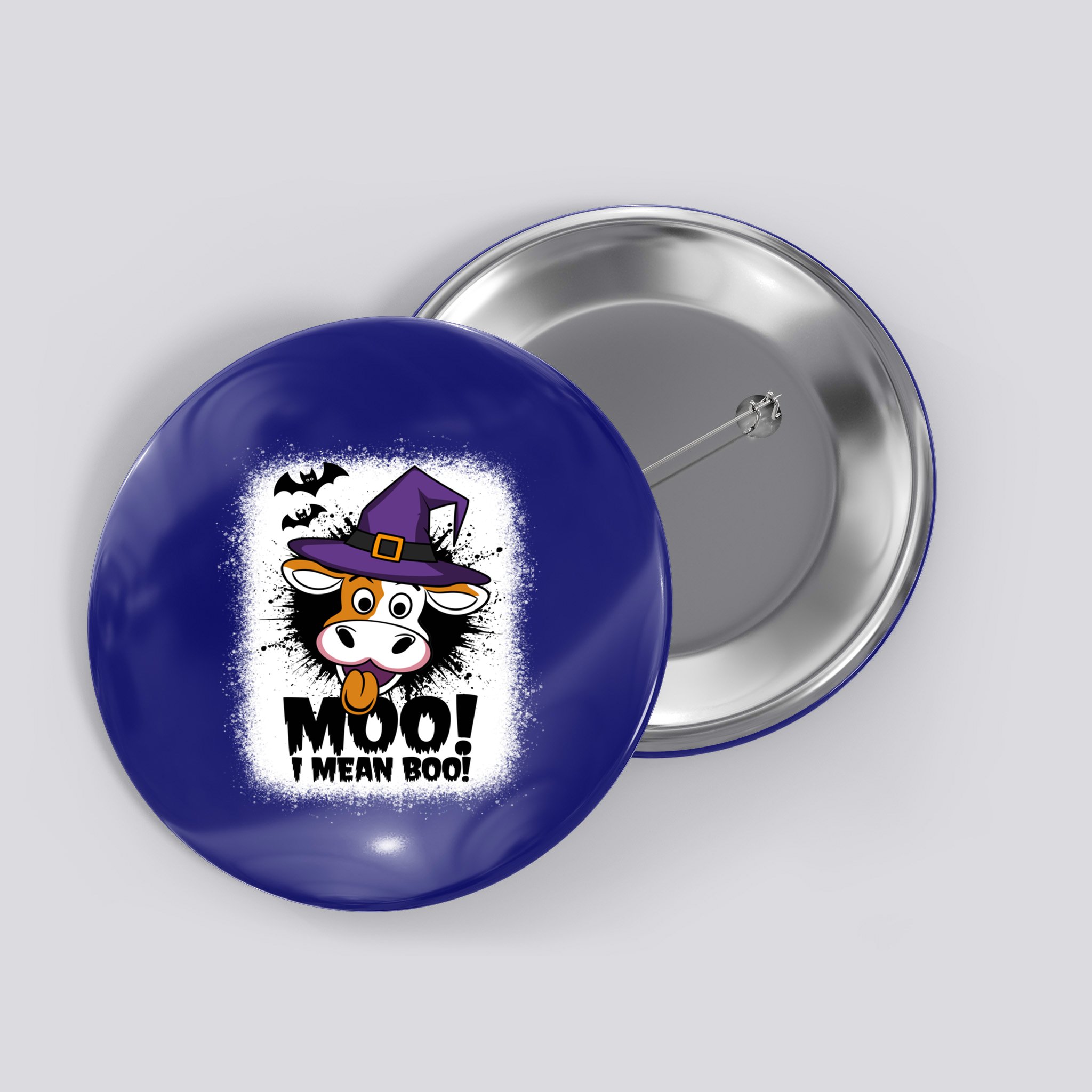 Moo I Mean Boo Funny Ghost Cows Halloween Highland Cow Gift Button