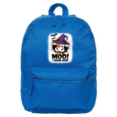 Moo I Mean Boo Funny Ghost Cows Halloween Highland Cow Gift 16 in Basic Backpack