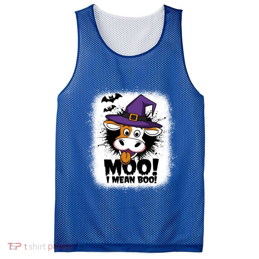 Moo I Mean Boo Funny Ghost Cows Halloween Highland Cow Gift Mesh Reversible Basketball Jersey Tank