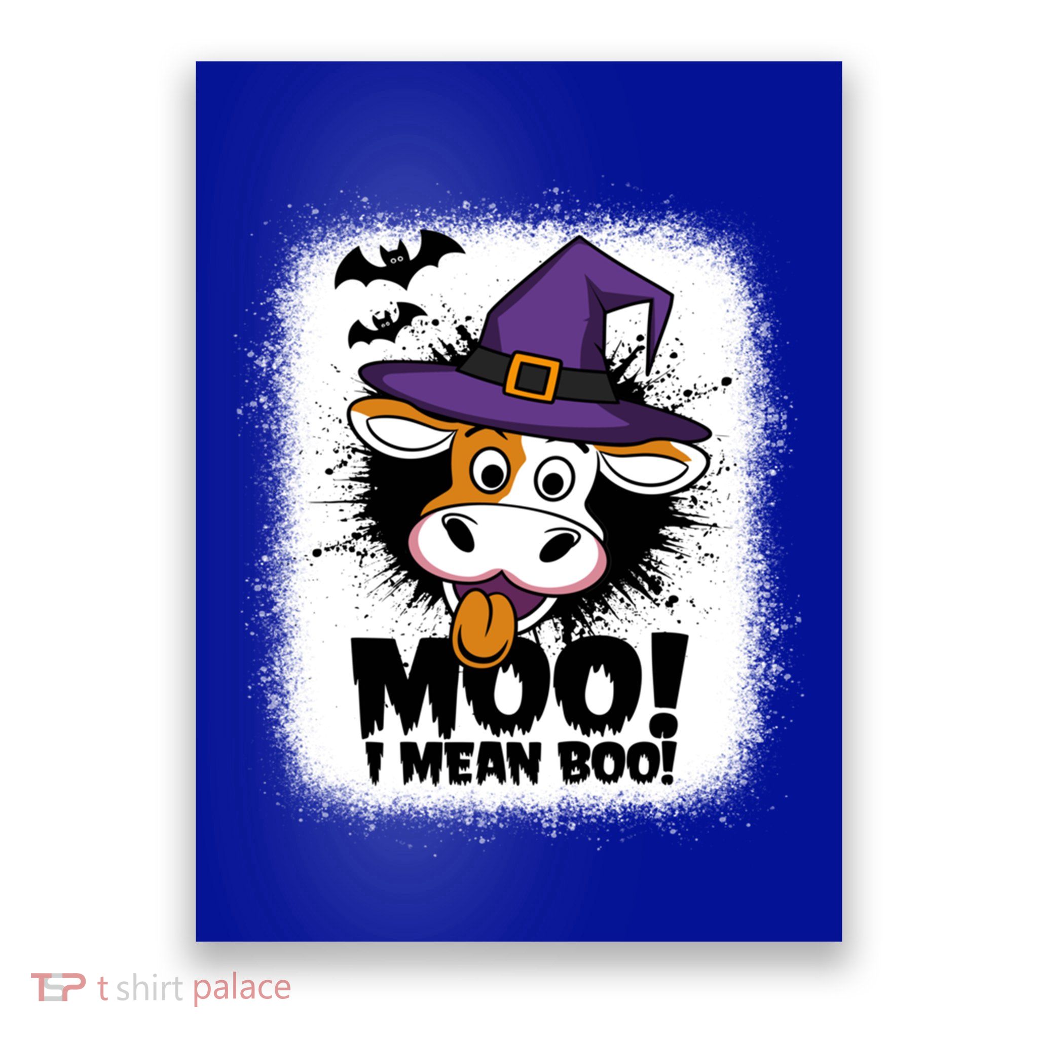 Moo I Mean Boo Funny Ghost Cows Halloween Highland Cow Gift Poster