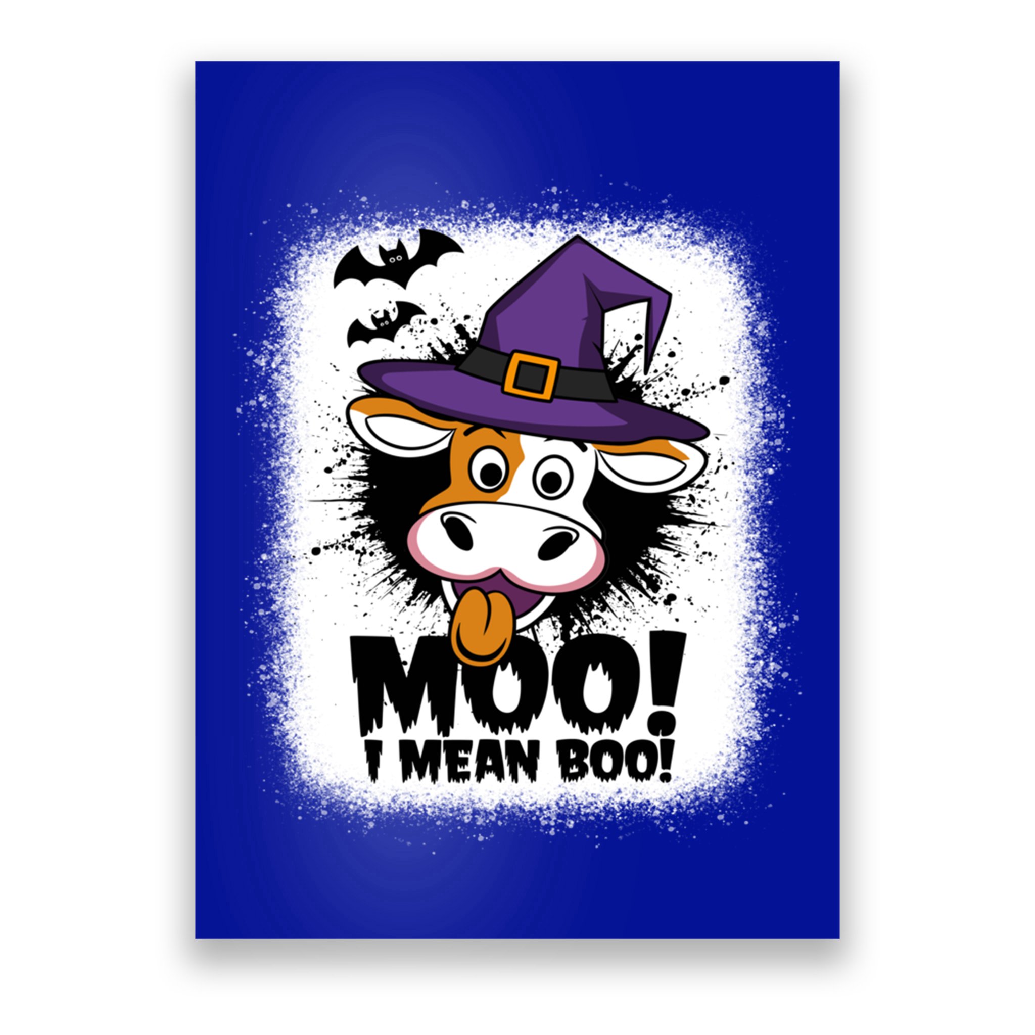 Moo I Mean Boo Funny Ghost Cows Halloween Highland Cow Gift Poster