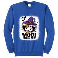 Moo I Mean Boo Funny Ghost Cows Halloween Highland Cow Gift Tall Sweatshirt